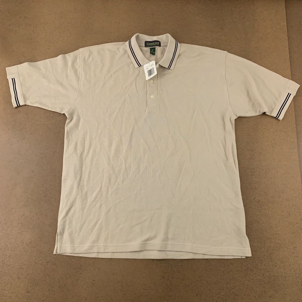 Cross Creek Men's Size XL Putty Short Sleeve Knit Polo Shirt NWT *Flaw*